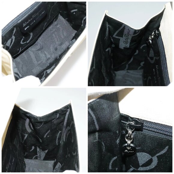 Salvatore Ferragamo Hand Bag Suede 2way Beige Silver Auth 102527 - Picture 15 of 16